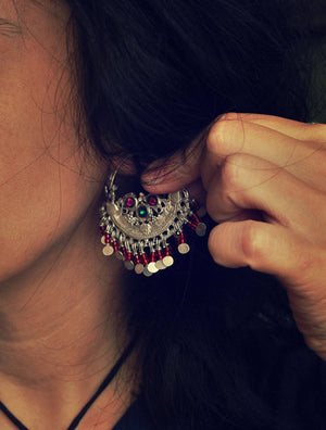 Antique Afghan Tribal Hoop Earrings - Tribal Hoop Earrings - Afghan Hoop Earrings - Ethnic Hoop Earrings