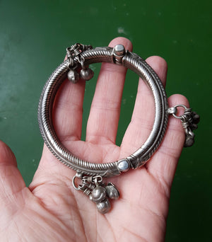 Rajasthani Silver Bracelet with Bells - Rajasthan Jewellery - Rajasthan Silver - Indian Tribal Silver Bracelet
