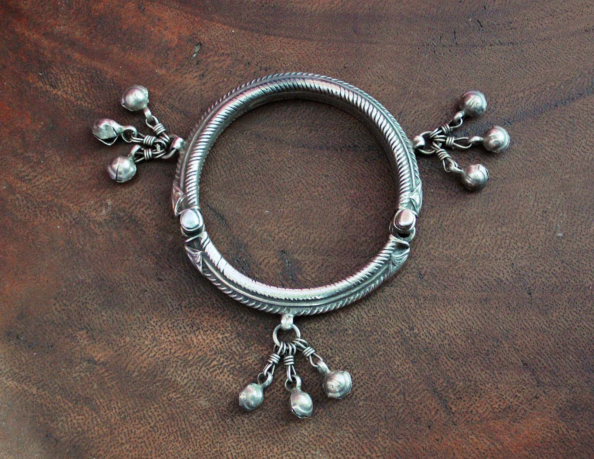 Rajasthani Silver Bracelet with Bells - Rajasthan Jewellery - Rajasthan Silver - Indian Tribal Silver Bracelet