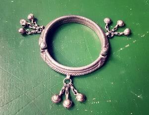 Rajasthani Silver Bracelet with Bells - Rajasthan Jewellery - Rajasthan Silver - Indian Tribal Silver Bracelet