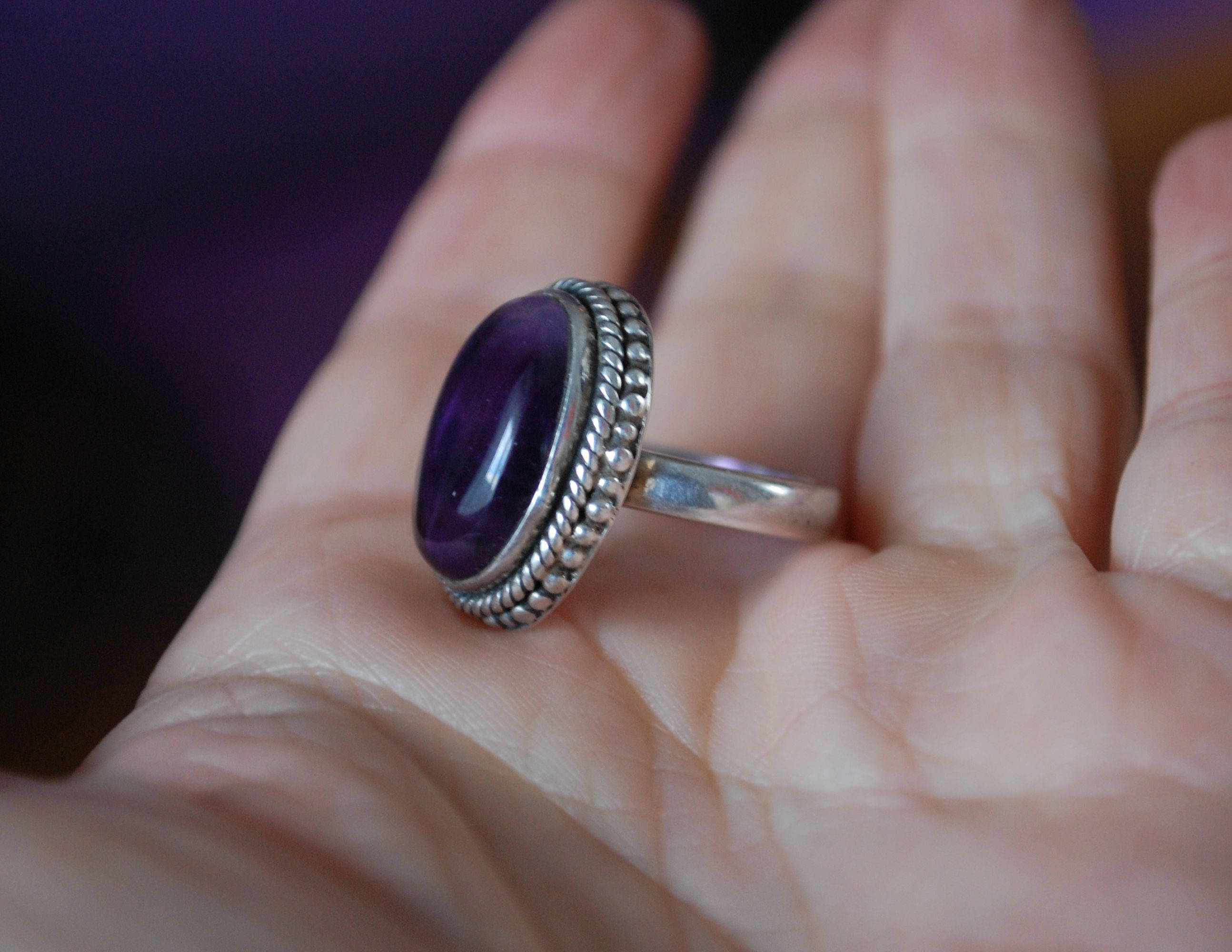 Amethyst Ring from India - Size 4.5 - Indian Amethyst Ring - Ethnic Amethyst Ring - Indian Jewelry - Ethnic Ring - Amethyst Ring