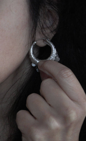 Rajasthani Silver Hoop Earrings - Sterling Silver Hoop Earrings from India - Ethnic Sterling Silver Hoop Earrings - Rajasthan Silver