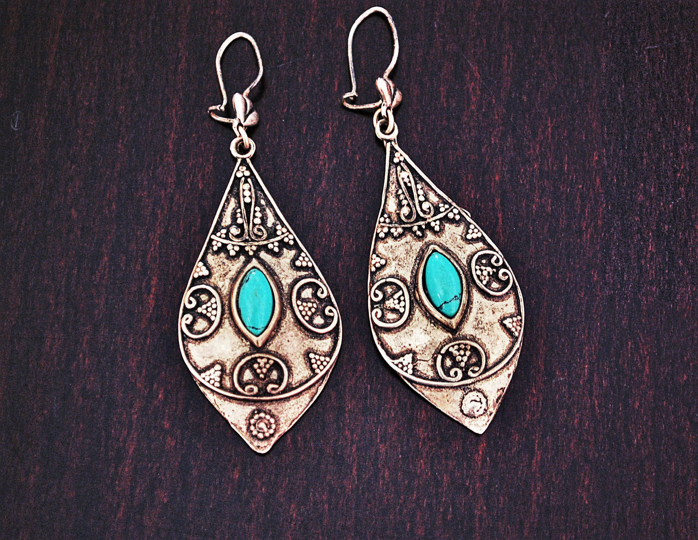 Ethnic Turquoise Earrings from Greece