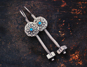 Indian Tribal Silver Earrings - Gujarat Silver Earrings - Rabari Earrings - Tribal Rajasthan Silver Jewelry - Tribal Gypsy Earrings