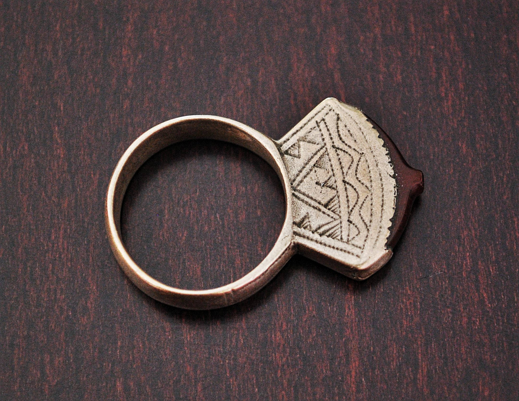Tuareg Tisek Silver Ring With Carnelian - Size 10 - Tuareg Silver Ring - Tuareg Jewelry - Ethnic Tribal Ring