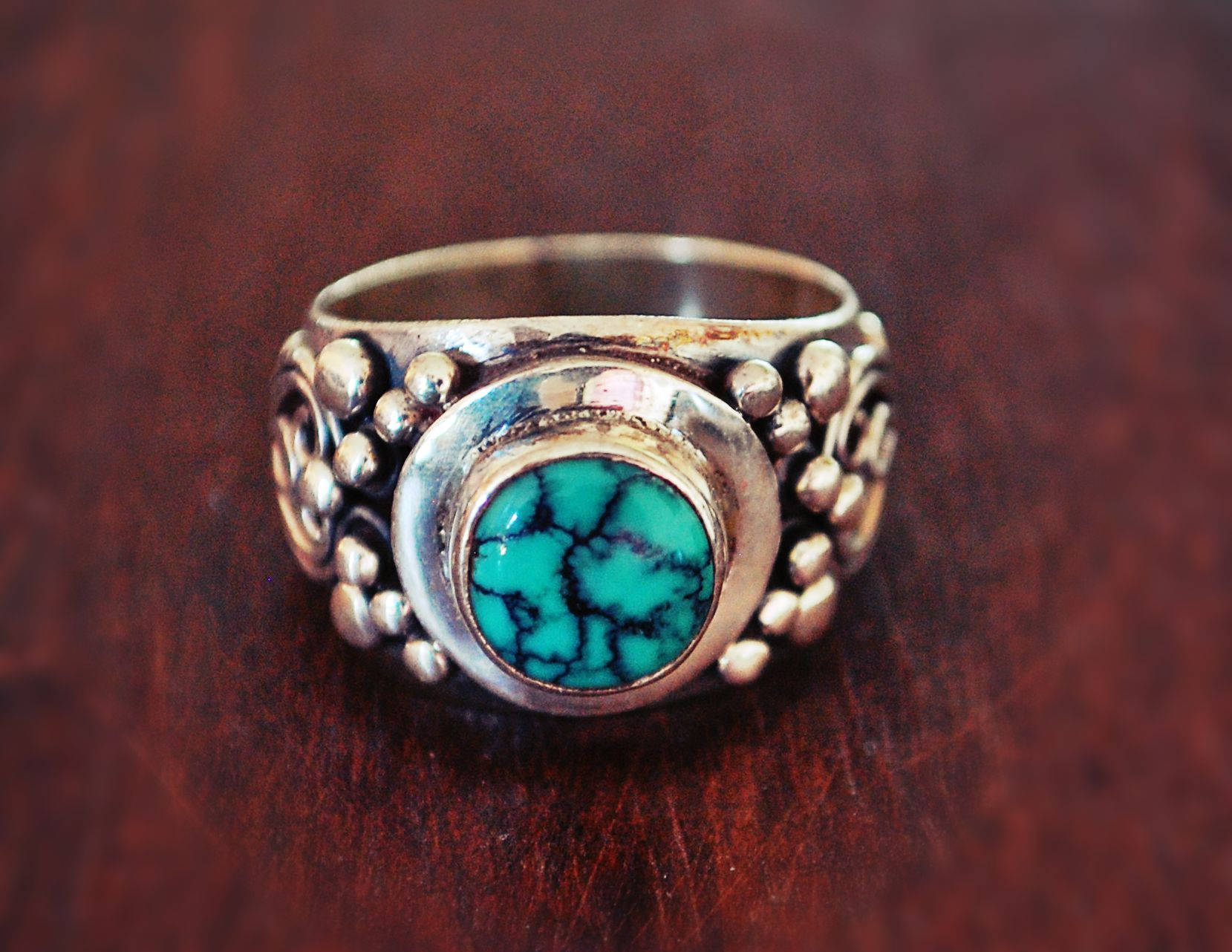 Gypsy Boho Turquoise Ring - Size 7