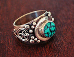Gypsy Boho Turquoise Ring - Size 7