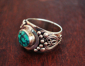 Gypsy Boho Turquoise Ring - Size 7