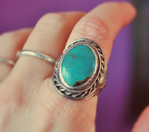 Ethnic Turquoise Ring - Size 9.5 - Turquoise Ring