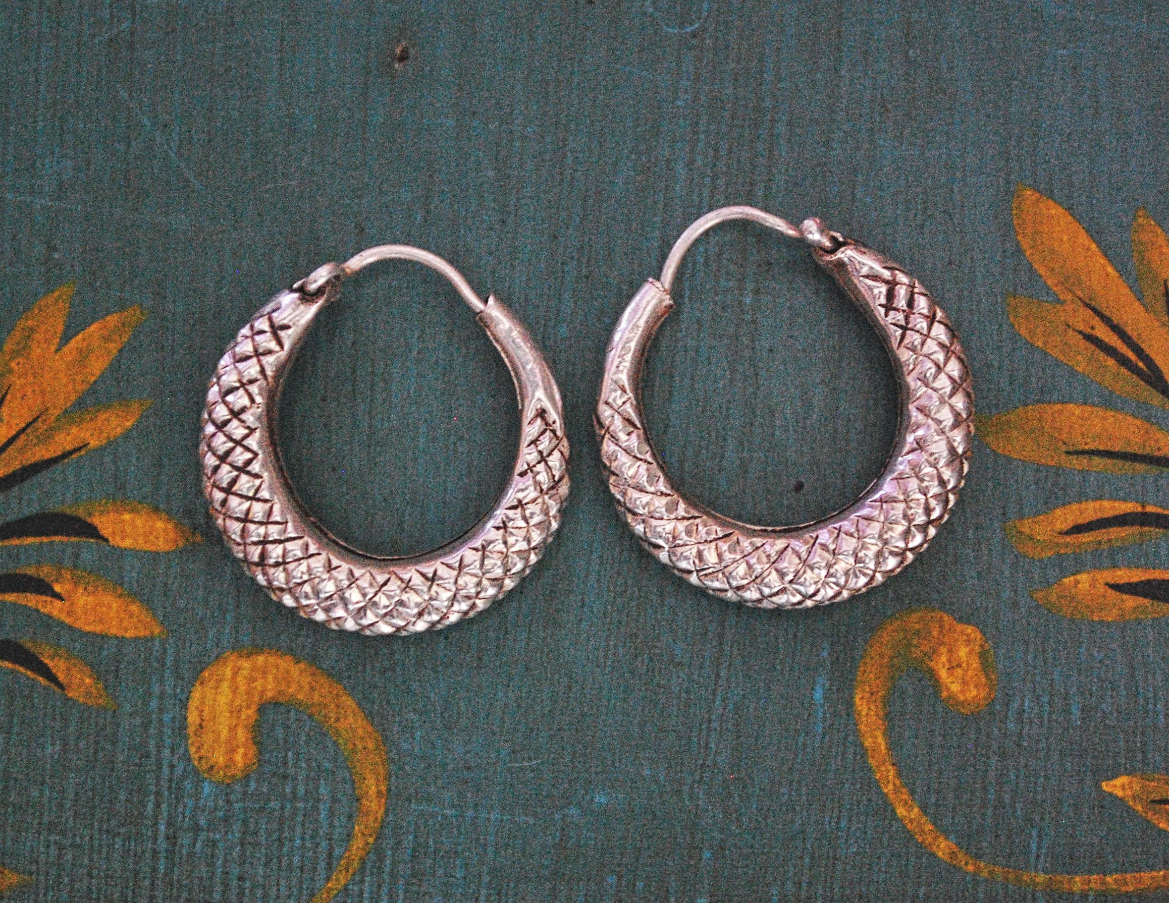 Ethnic Hoop Earrings - Small - Gypsy Hoop Earrings - Ethnic Tribal Hoop Earrings - Boho Jewelry