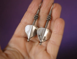 Tribal Rajasthani Earrings - Indian Tribal Silver Earrings - Gypsy Boho Earrings - Tribal Rajasthani Silver Jewelry - Ethnic Tribal Earrings