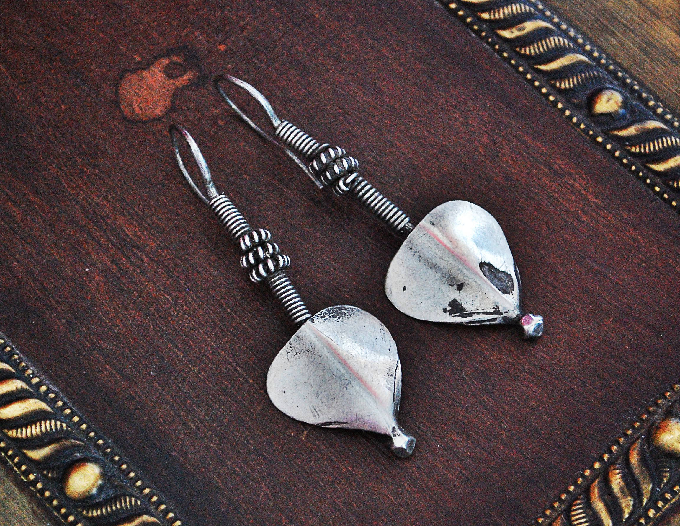 Tribal Rajasthani Earrings - Indian Tribal Silver Earrings - Gypsy Boho Earrings - Tribal Rajasthani Silver Jewelry - Ethnic Tribal Earrings