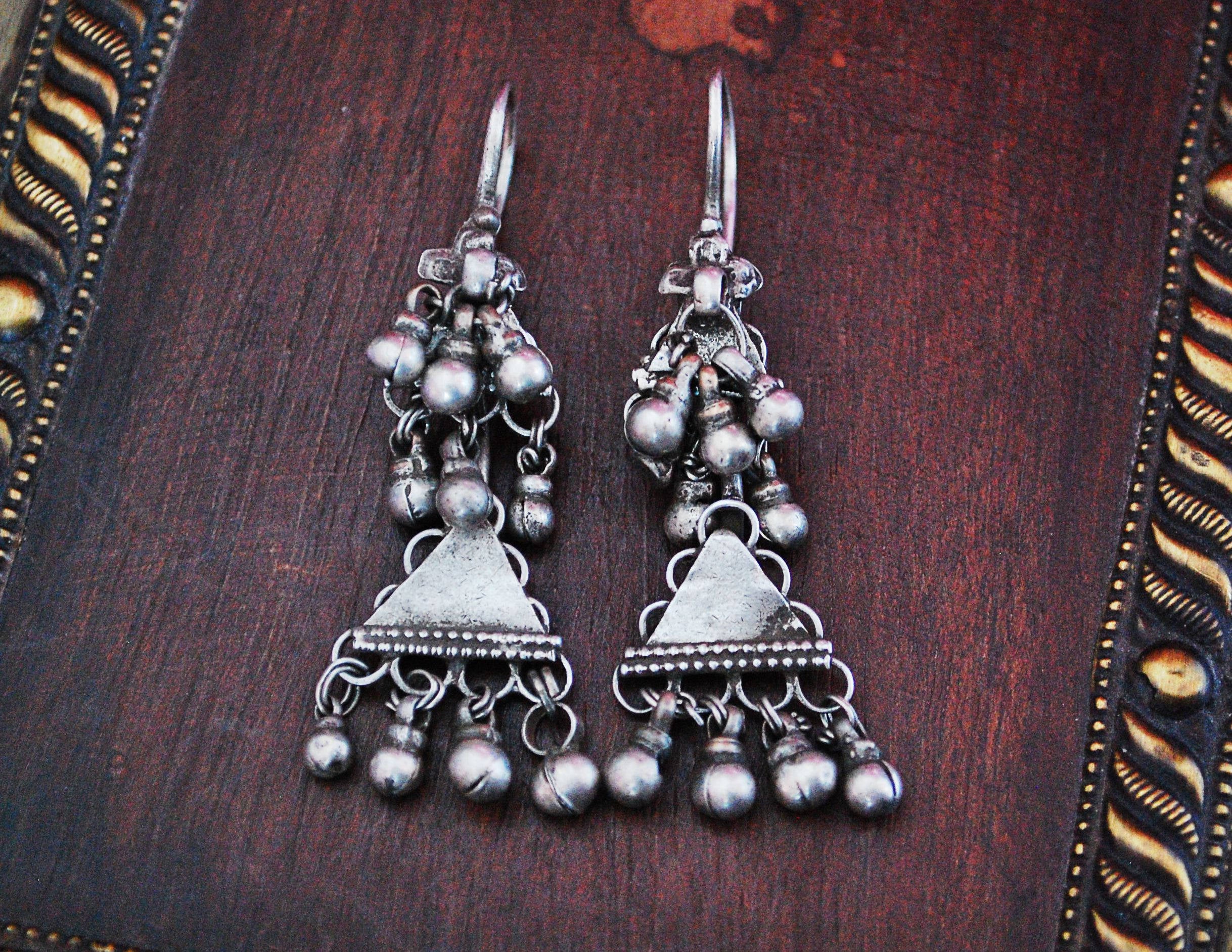 Tribal Rajasthani Earrings - Indian Tribal Silver Earrings - Rajasthani Jewelry - Ethnic Tribal Earrings - Rajasthani Tribal Jewelry