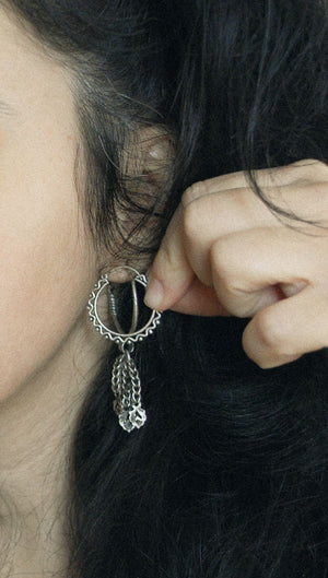 Rajasthani Silver Hoop Earrings - Small - Sterling Silver Hoop Earrings from India - Ethnic Sterling Silver Hoop Earrings - Rajasthan Silver
