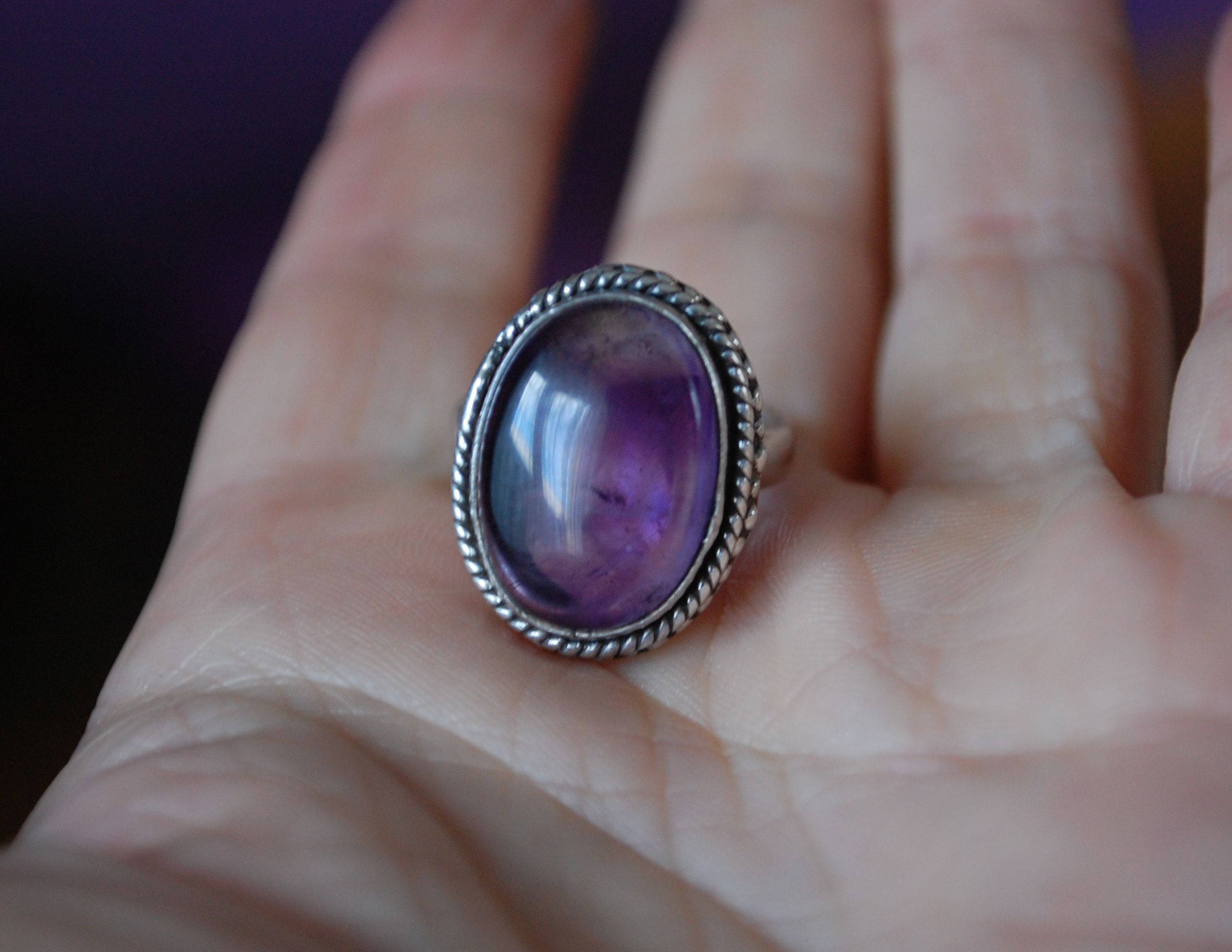 Amethyst Ring from India - Size 4.5 - Indian Amethyst Ring - Ethnic Amethyst Ring - Indian Jewelry - Ethnic Ring - Amethyst Ring