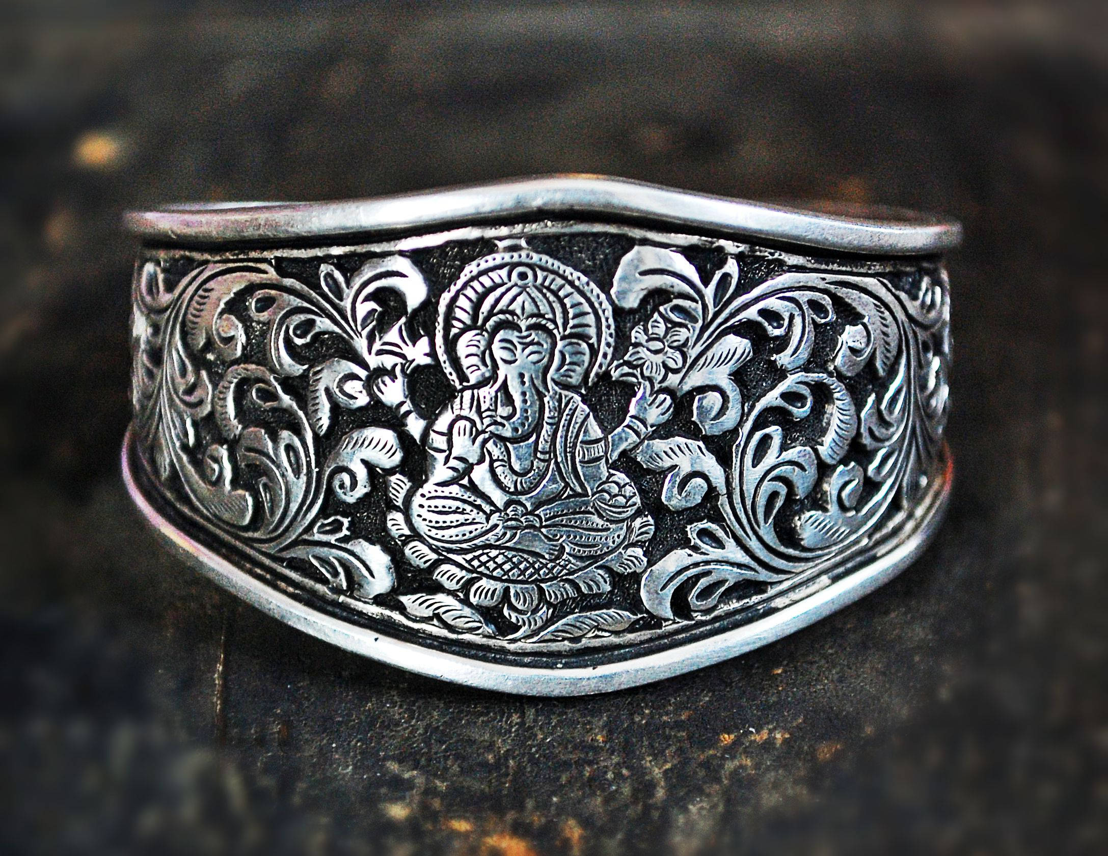 Silver ganesh bracelet sale