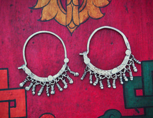 Small Afghani Hoop Earrings with Dangles - Afghani Earrings - Afghani Jewelry - Ethnic Hoop Earrings
