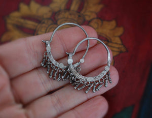 Small Afghani Hoop Earrings with Dangles - Afghani Earrings - Afghani Jewelry - Ethnic Hoop Earrings