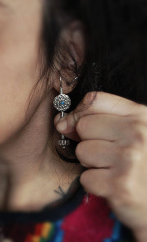 Indian Tribal Silver Earrings - Gujarat Silver Earrings - Rabari Earrings - Tribal Rajasthan Silver Jewelry - Tribal Gypsy Earrings