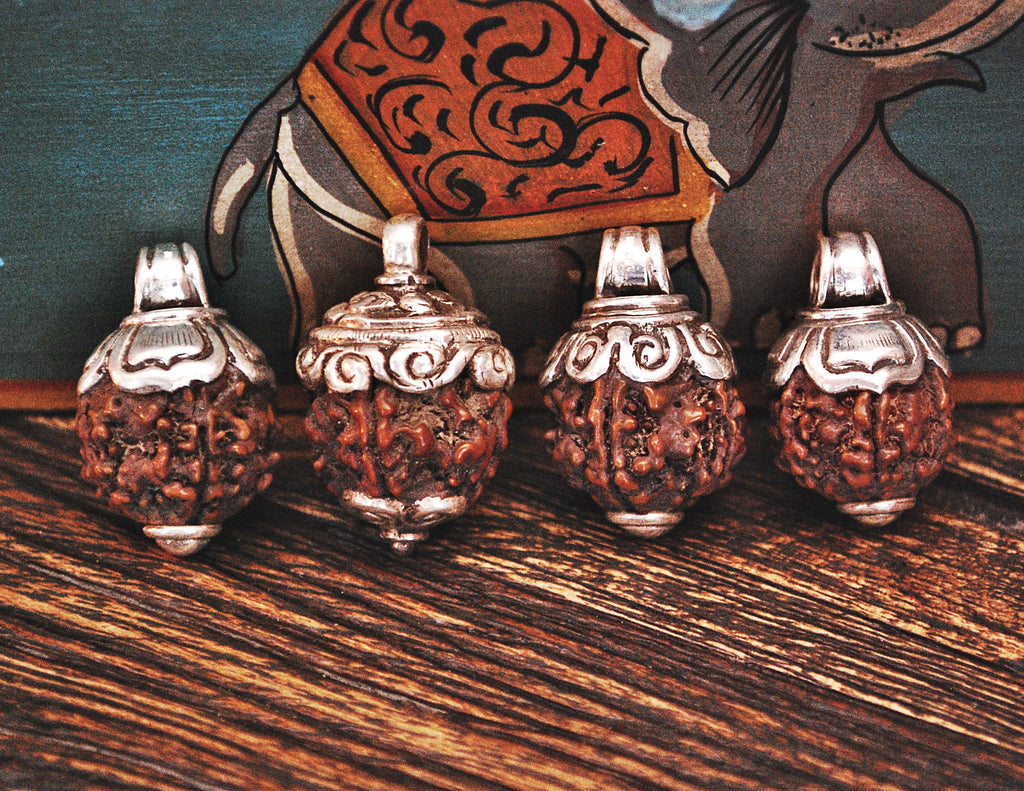 Rudraksha Bead Pendant with Repoussee Cap