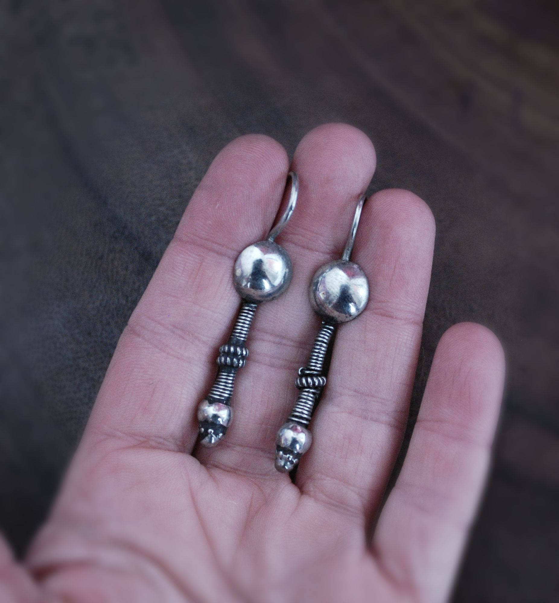 Rajasthani Silver Earrings - Indian Tribal Silver Earrings - Tribal Rajasthan Silver Jewelry - Ethnic Tribal Earrings