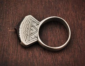 Tuareg Tisek Silver Ring With Carnelian - Size 10 - Tuareg Silver Ring - Tuareg Jewelry - Ethnic Tribal Ring