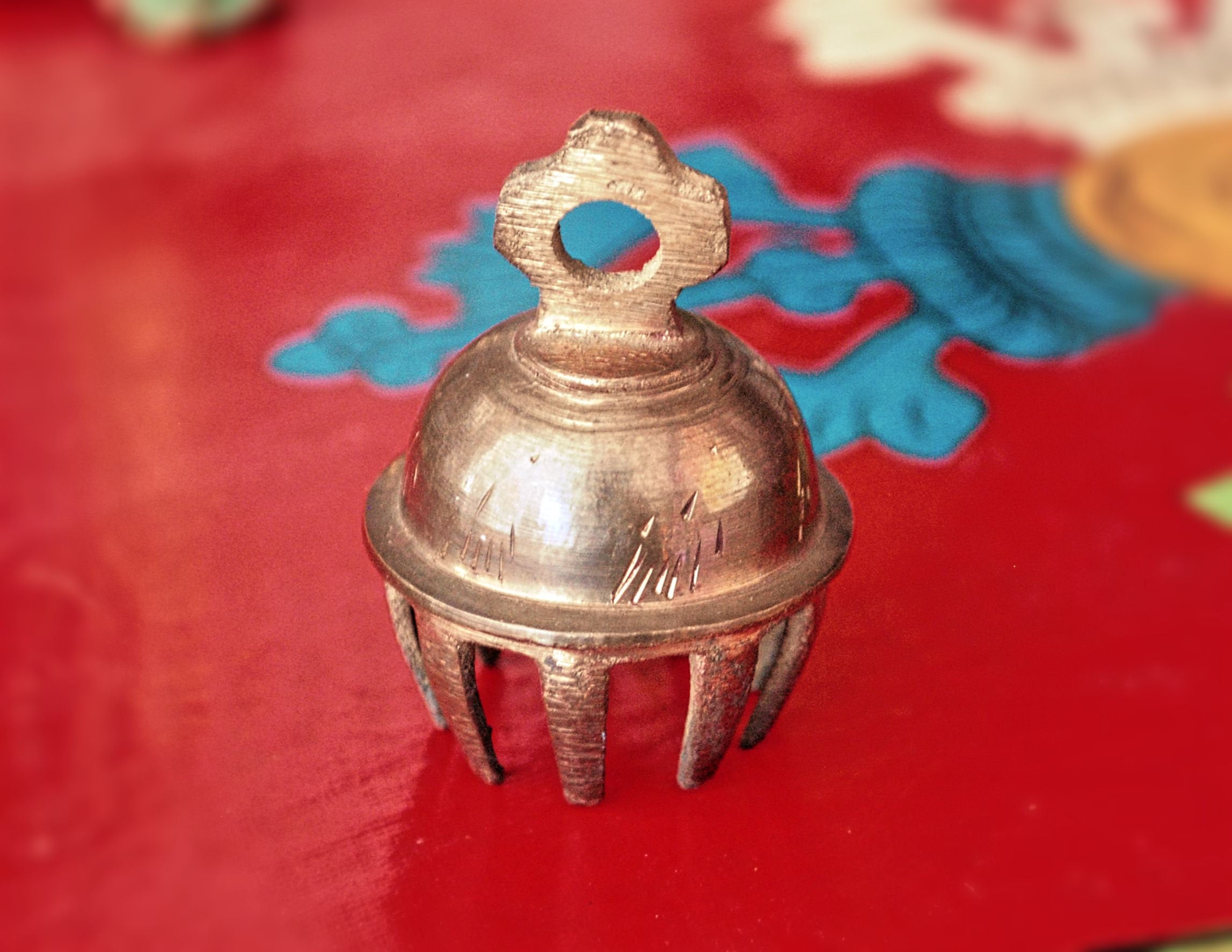 Antique Indian Brass Bell - Rustic Brass Bell for Home Decor