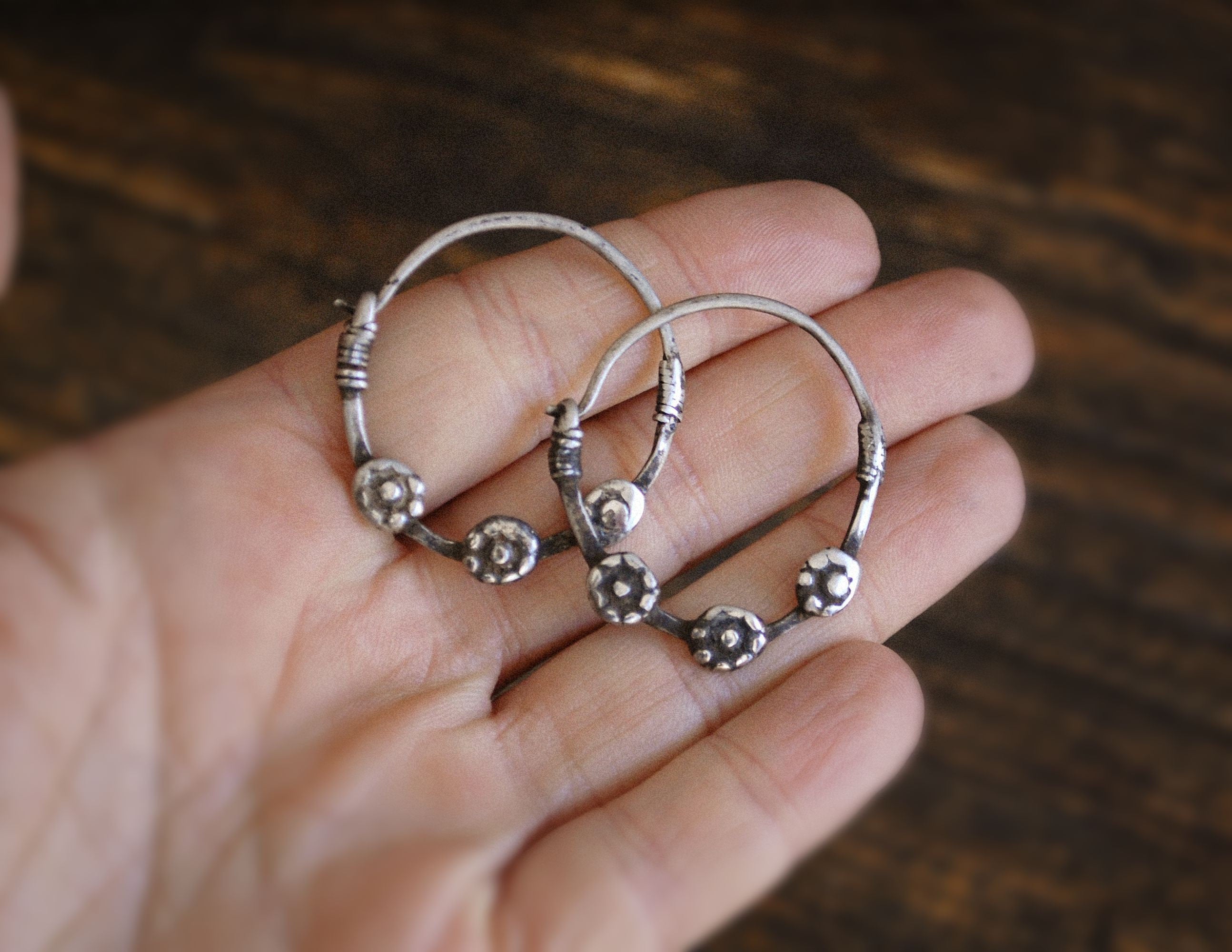 Antique Afghani Tribal Hoop Earrings