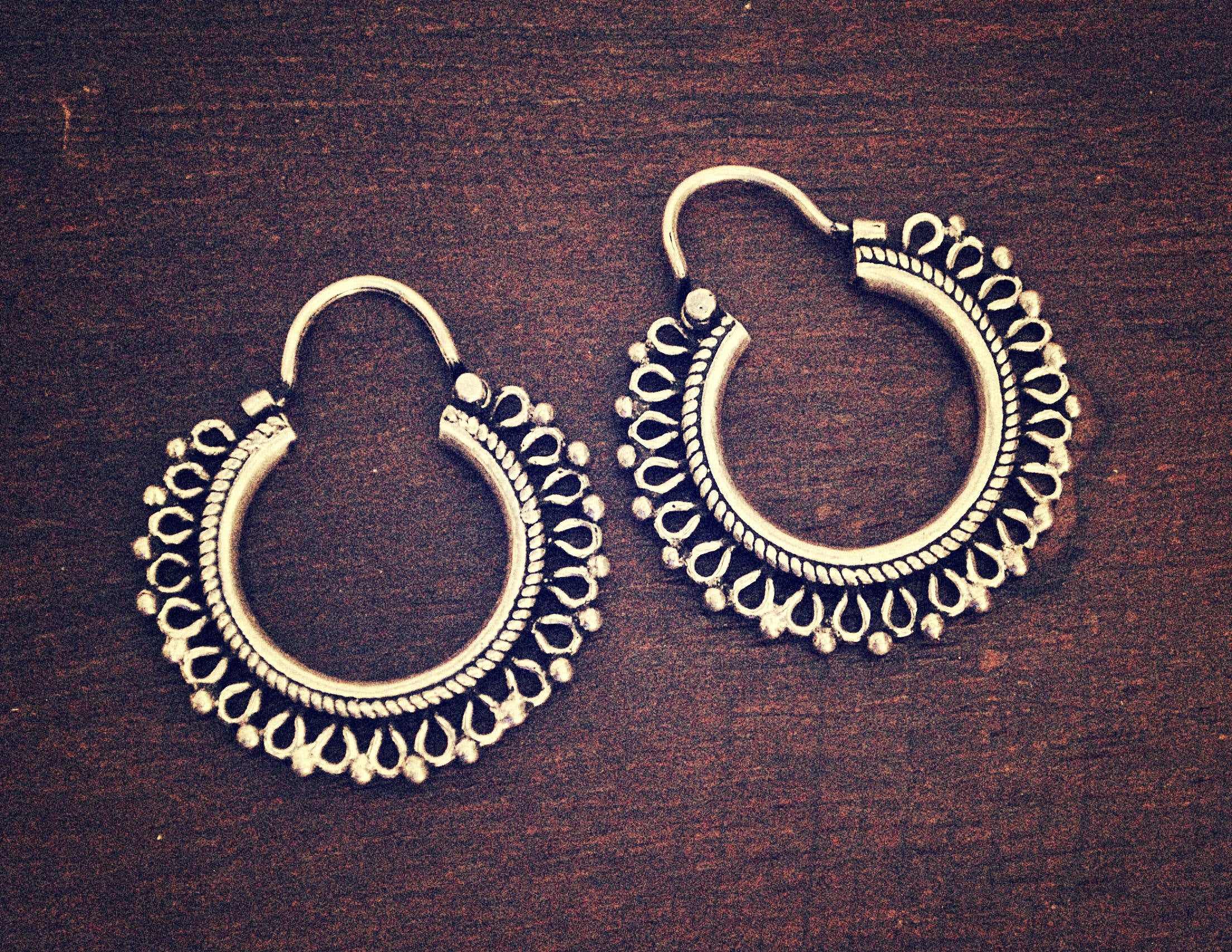 Rajasthani Hoop Earrings - Small - Indian Jewelry - Rajasthan Jewelry - Rajasthan Earrings - Gypsy Jewelry - Gypsy Earrings