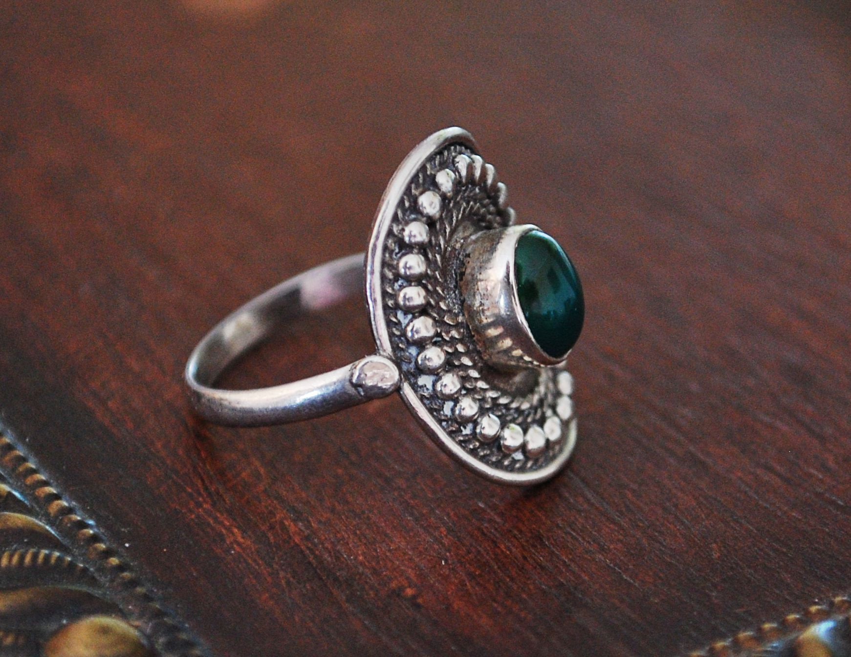 Ethnic Jade Ring - Size 8.5 - Jade Ring - Jade Jewelry - Ethnic Ring - Ethnic Jewelry - Indian Jewelry