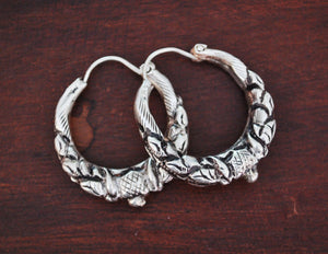 Nepalese Hoop Earrings - MEDIUM - Ethnic Tribal Hoop Earrings - Gypsy Hoop Earrings - Tribal Silver Hoop Earrings - Boho Silver Hoops