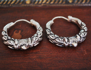 Nepalese Hoop Earrings - MEDIUM - Ethnic Tribal Hoop Earrings - Gypsy Hoop Earrings - Tribal Silver Hoop Earrings - Boho Silver Hoops