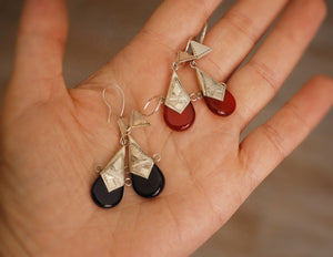 Tuareg Earrings with Red and Blue Glass - Tuareg Jewelry - Ethnic Jewelry - Ethnic Earrings