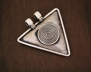Rajasthan Silver Amulet - Spiral of Life Pendant - Tribal Rajasthan Pendant - Ethnic India Pendant - Magical Amulet