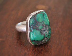 Turquoise Nugget Ring - Size 7.5 - Turquoise Ring - Indian Turquoise Ring - Turquoise Nugget Ring