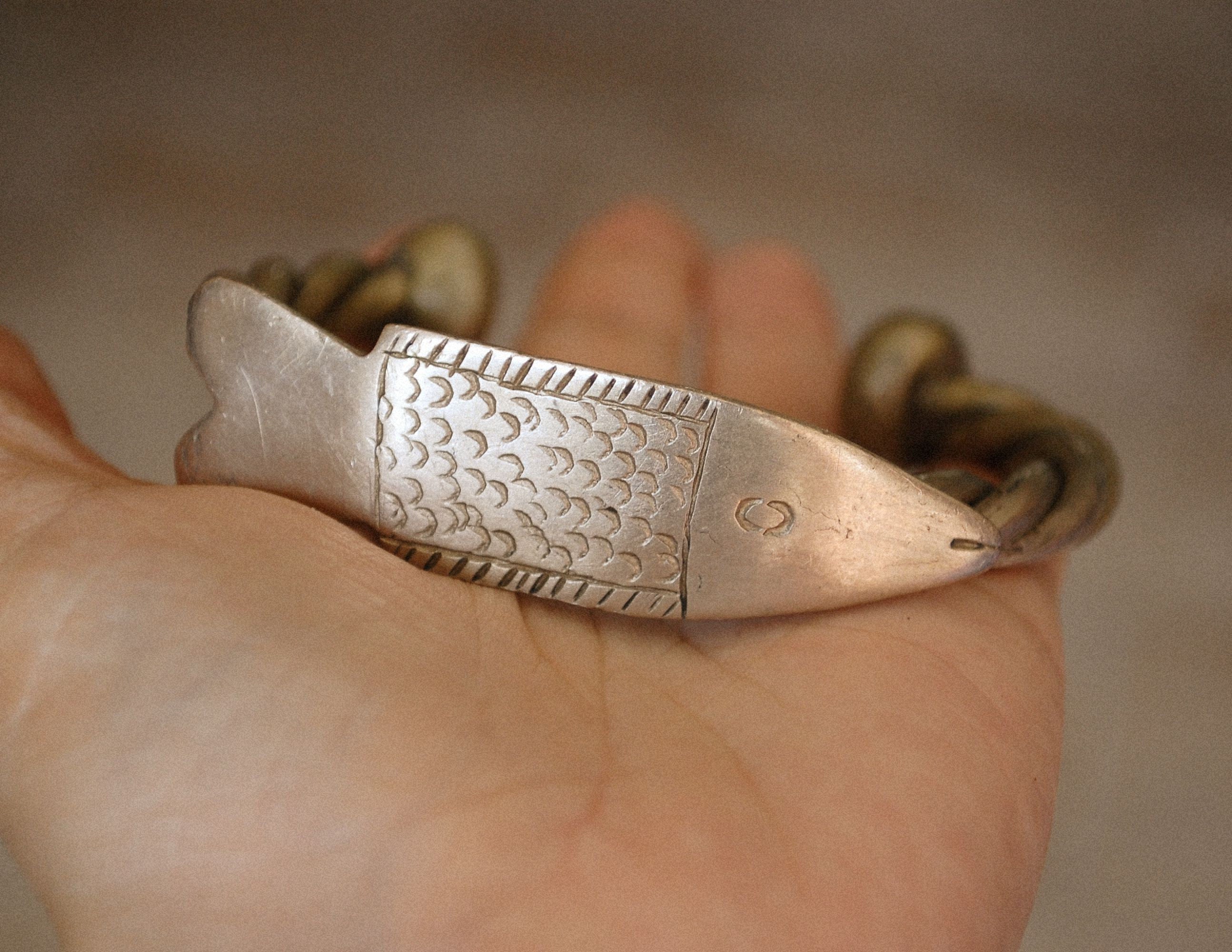 Old Fulani Fish Bracelet from Mali - Old Fulani Silver Bracelet - Tribal African Silver Bracelet - Tuareg Bracelet - Tuareg Jewelry
