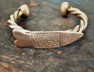 Old Fulani Fish Bracelet from Mali - Old Fulani Silver Bracelet - Tribal African Silver Bracelet - Tuareg Bracelet - Tuareg Jewelry
