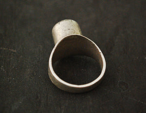 Tuareg Silver Ring with Golden Top - Size 8.5 - Tuareg Ring - Tuareg Protection Talisman Ring - Tuareg Jewelry - Tribal Ring - Medecine Ring
