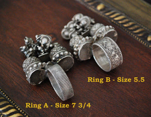 Antique Rajasthani Silver Ring - Size 5.5 & 7.75
