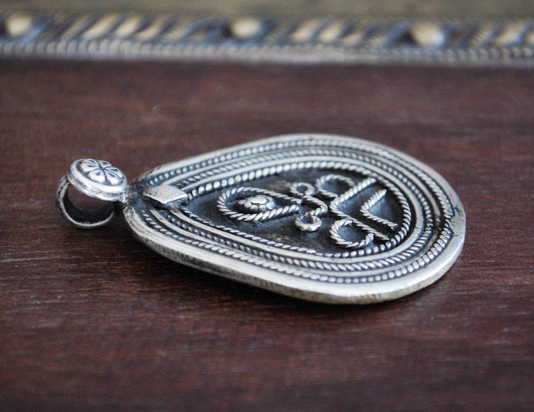 Ethnic Indian Silver Amulet - Rajasthani Jewelry - Rajasthani Silver Pendant - Ethnic India Pendant - Rajasthan Jewelry
