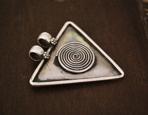 Rajasthan Silver Amulet - Spiral of Life Pendant - Tribal Rajasthan Pendant - Ethnic India Pendant - Magical Amulet
