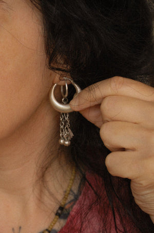 Ethnic Hoop Earrings - Medium - Sterling Silver Hoop Earrings - Tribal Hoop Earrings - India Hoop Earrings