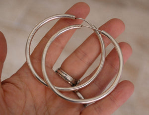 Ethnic Hoop Earrings - XLARGE - Sterling Silver Hoop Earrings