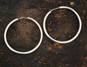 Ethnic Hoop Earrings - XLARGE - Sterling Silver Hoop Earrings
