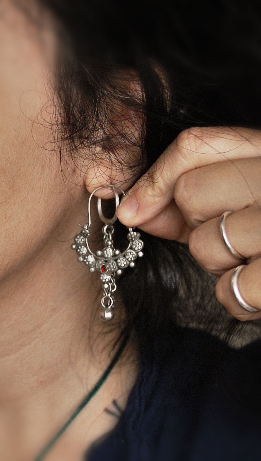 Antique Afghani Earrings - Tribal Hoop Earrings - Afghani Hoop Earrings - Ethnic Hoop Earrings - Afghani Jewelry - Tribal Earrings