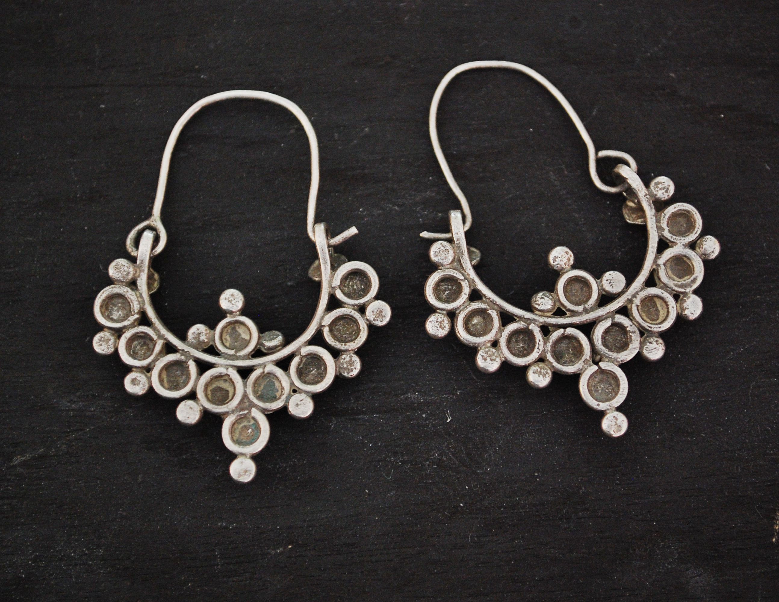 Antique Afghani Earrings - Tribal Hoop Earrings - Afghani Hoop Earrings - Ethnic Hoop Earrings - Afghani Jewelry - Tribal Earrings
