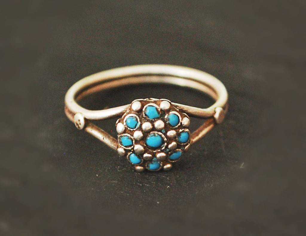 Ethnic Turquoise Ring from India - Size 7 3/4 - Rajasthani Ring - Rajasthani Jewelry - India Silver Ring - Ethnic Jewelry