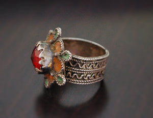 Berber Ring with Enamel - Size 8.5 - Berber Jewelry - Ethnic Ring - Tribal Ring - Moroccan Jewelry - Ethnic Jewelry