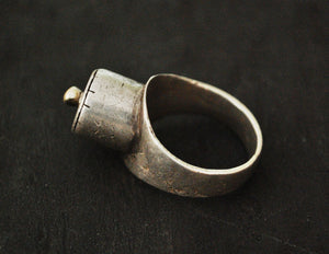 Tuareg Silver Ring with Golden Top - Size 8.5 - Tuareg Ring - Tuareg Protection Talisman Ring - Tuareg Jewelry - Tribal Ring - Medecine Ring