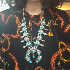 Reserved for I. - Second Payment - Native American Navajo Turquoise Squash Blossom Necklace